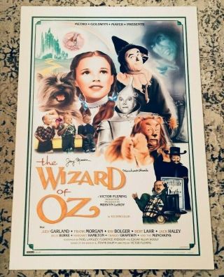 Wizard Of Oz Le Movie Poster Signed By Munchkins Jerry Maren & Meinhardt Raabe
