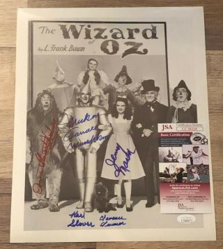 Wizard Of Oz Munchkins Cast Signed 10.  5 X 13.  5 Photograph 5 Signatures Jsa