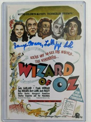 Jerry Maren " Lollipop Kid " Signed 4 X 6 Wizard Of Oz Movie Poster Photo With