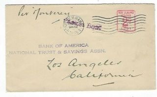 1935 Honolulu Hawaii,  Zealand Meter Mail Packet Boat Ship To Los Angeles Ca