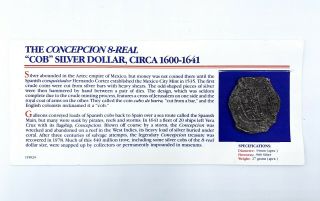 Mexico C.  1640 Concepcion Shipwreck Silver Cob 8 Real Assayer - P W/