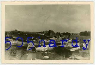 Wwii Us Gi Photo - Us Captured German Me 109 Fw 190 Ju 52 & Ar 96 W/ Markings