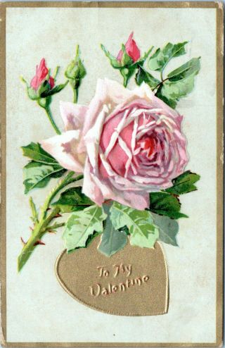 Raphael Tuck Valentine Series No.  11 Floral Missives Roses Antique Postcard Jo