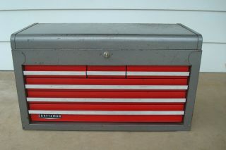 Vintage Craftsman 6 Drawer Tool Chest Top Box Tool Box 65272 With Key (1 Of 2)