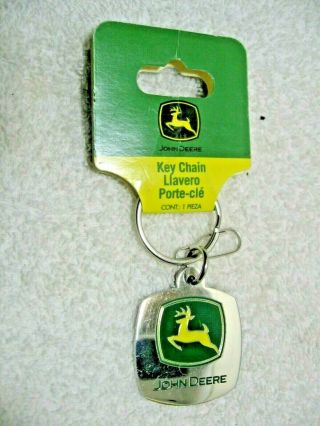 Vintage 2009 John Deere Chrome Metal Key Fob - Tractor - Combine - Lawn Tractor - Gator